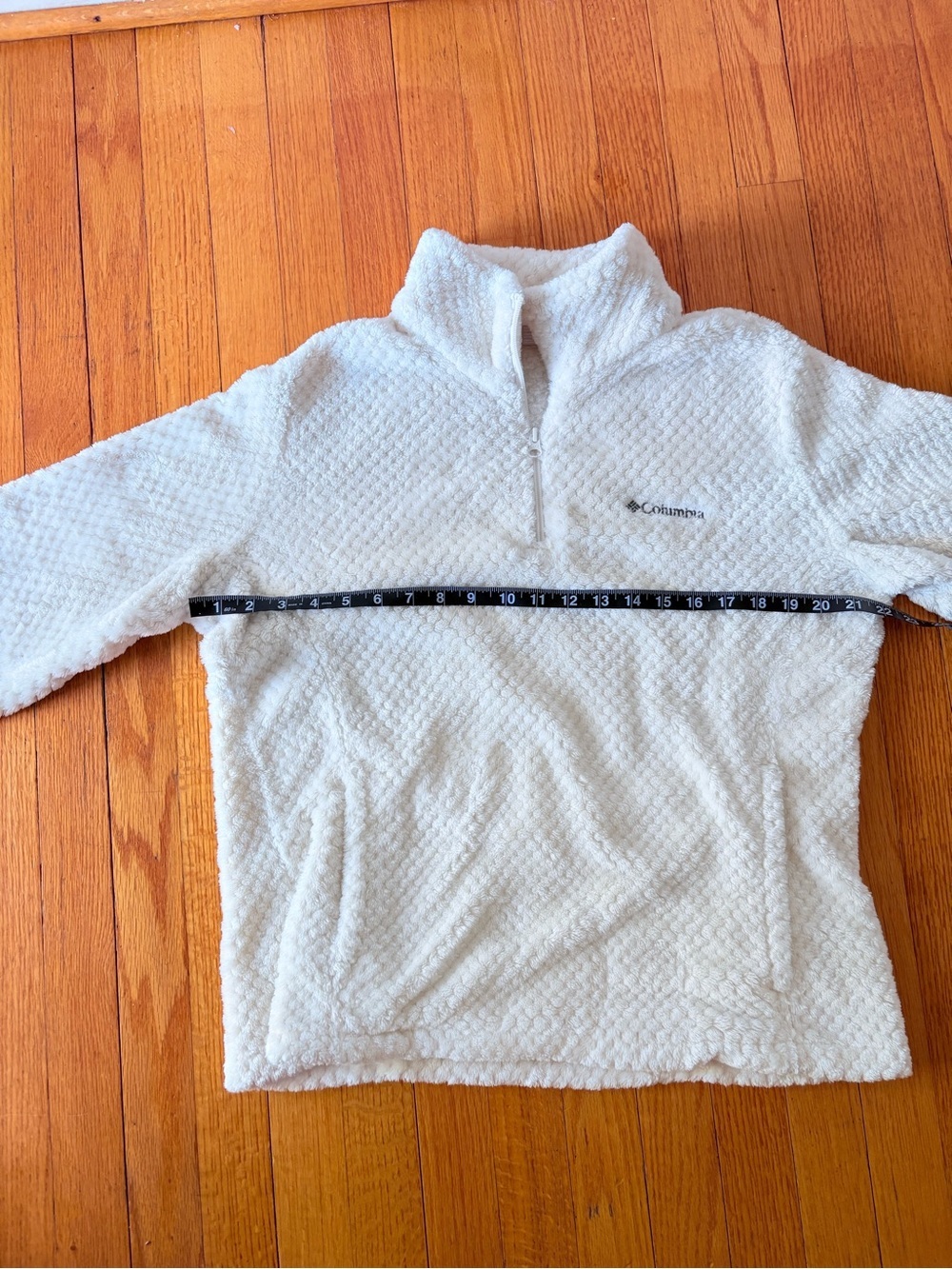Columbia Cream Sherpa Fleece Quarter Zip Pullover Women’s Large Ivory Cozy Soft - Picture 11 of 13